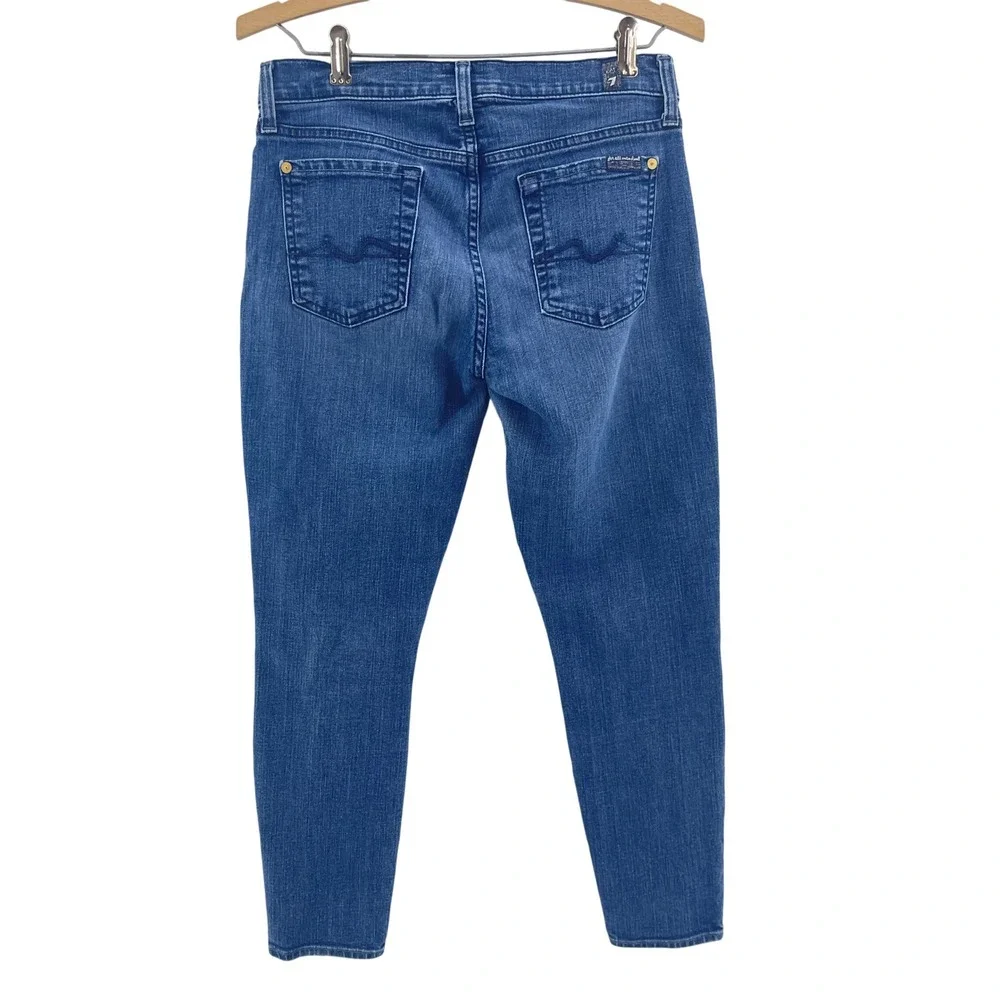 7 For All Mankind Gwenevere Jeans Womens 27 Blue Cropped Skinny Low Rise Capsule